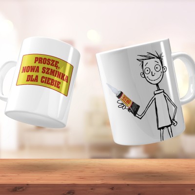 Śmieszny kubek z nadrukiem – zabawna grafika i tekst