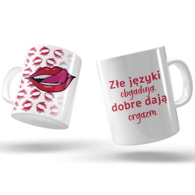 Kubek „Złe języki obgadują, dobre dają orgazm” – odważny i śmieszny prezent z przymrużeniem oka