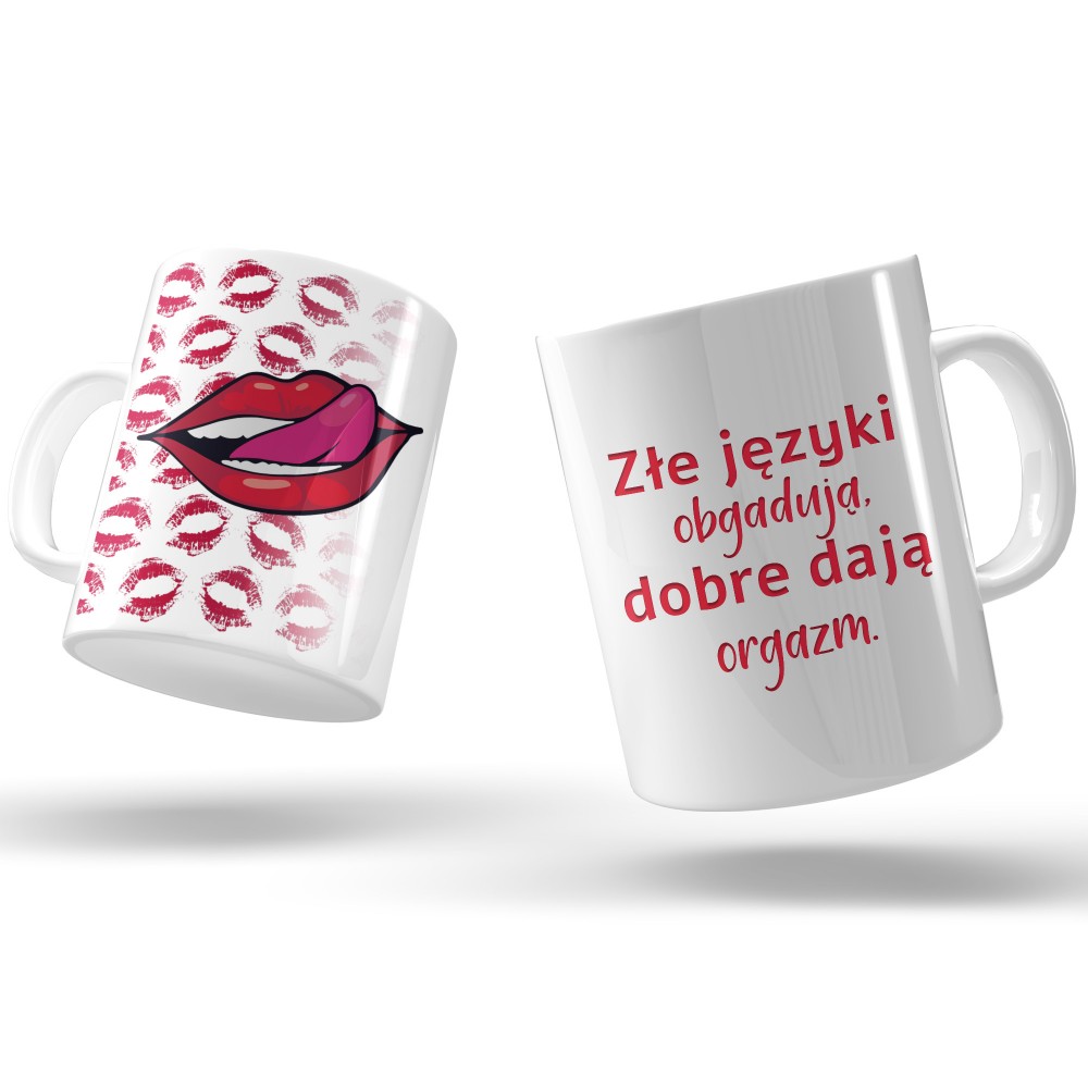 Kubek „Złe języki obgadują, dobre dają orgazm” – odważny i śmieszny prezent z przymrużeniem oka