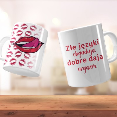 Kubek „Złe języki obgadują, dobre dają orgazm” – odważny i śmieszny prezent z przymrużeniem oka