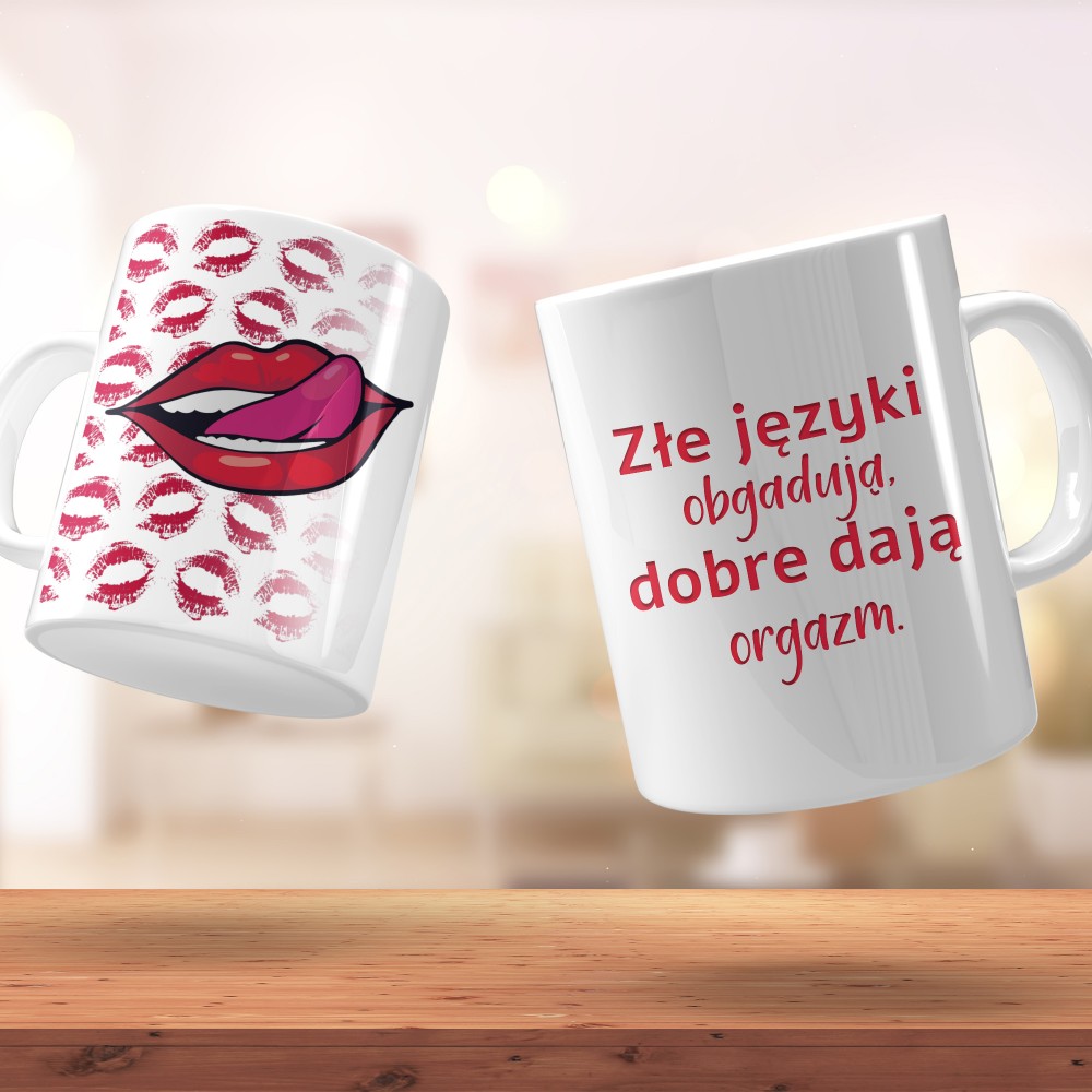 Kubek „Złe języki obgadują, dobre dają orgazm” – odważny i śmieszny prezent z przymrużeniem oka