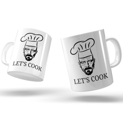 Kubek „LET’S COOK” z grafiką kucharza – idealny prezent dla fana gotowania lub seriali