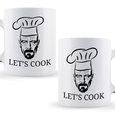 Kubek „LET’S COOK” z grafiką kucharza – idealny prezent dla fana gotowania lub seriali
