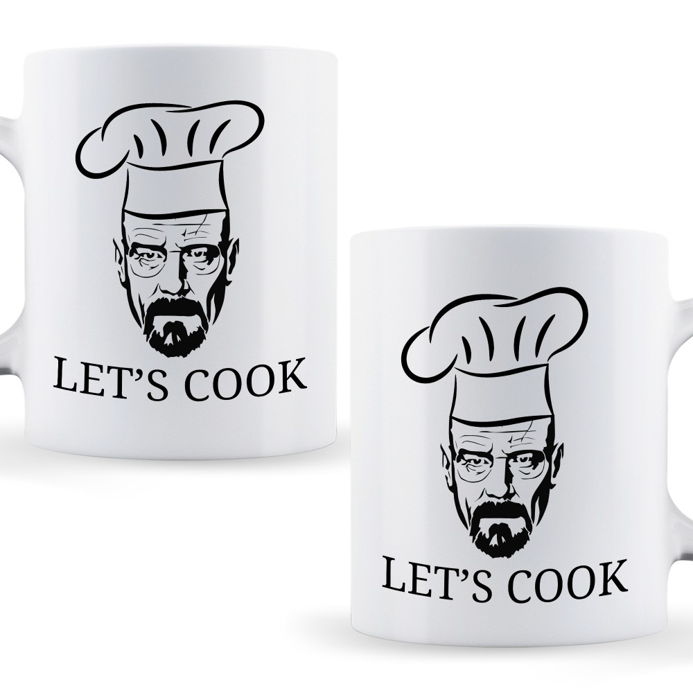 Kubek „LET’S COOK” z grafiką kucharza – idealny prezent dla fana gotowania lub seriali