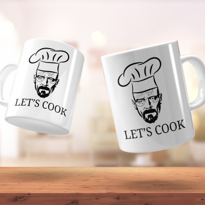 Kubek „LET’S COOK” z grafiką kucharza – idealny prezent dla fana gotowania lub seriali