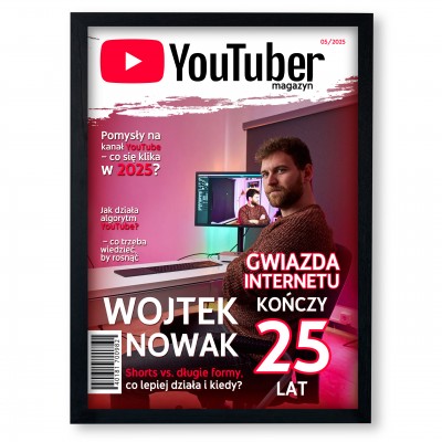 Okładka Magazynu YOUTUBER – Personalizowany Plakat A4 | Podaruj Moment Sławy