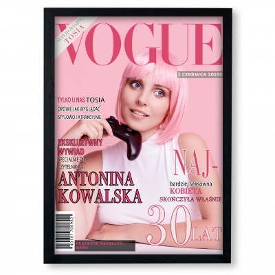 Personalizowana okładka magazynu VOGUE 30x40 cm – elegancki prezent w ramce
