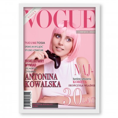 Personalizowana okładka magazynu VOGUE 30x40 cm – elegancki prezent w ramce