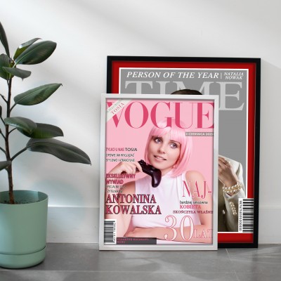 Personalizowana okładka magazynu VOGUE 30x40 cm – elegancki prezent w ramce