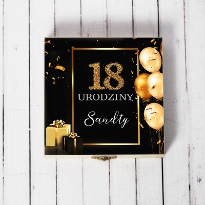Drewniana Skrzynka na 18 Urodziny | Prezent na Pieniądze i Życzenia
