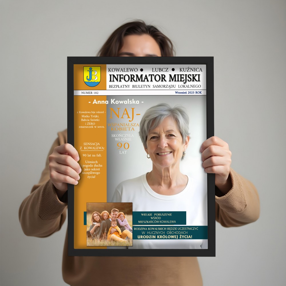 Okładka Magazynu Informator Miejski – Personalizowany Prezent w Ramce A4