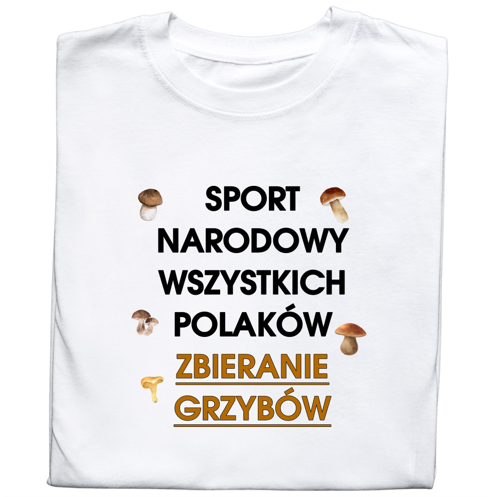 Koszulka z nadrukiem – Grzyby, zbieranie grzybów, sport narodowy Polaków