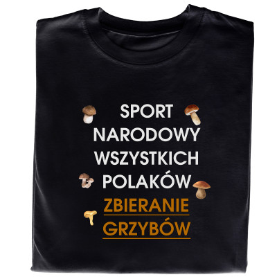 Koszulka z nadrukiem – Grzyby, zbieranie grzybów, sport narodowy Polaków