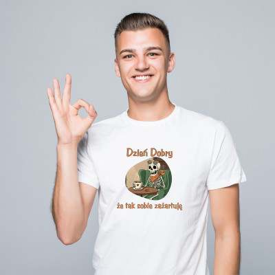Koszulka z Nadrukiem – „Dzień Dobry, Że Tak Sobie Zażartuję” | Humorystyczna