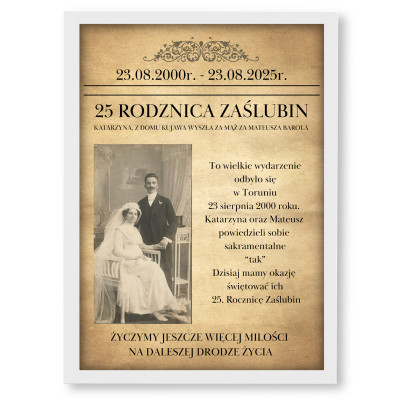Okładka MAGAZYN ROCZNICA ŚLUBU – Personalizowany plakat ze zdjęciem