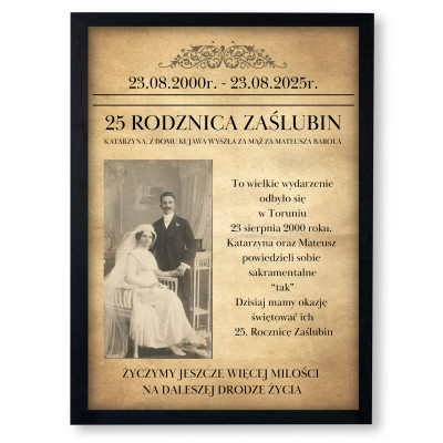 Okładka MAGAZYN ROCZNICA ŚLUBU – Personalizowany plakat ze zdjęciem