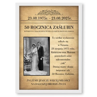 Okładka ROCZNICA ŚLUBU – Personalizowany plakat A3