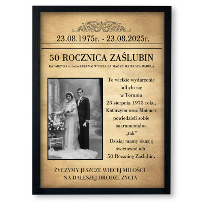 Okładka ROCZNICA ŚLUBU – Personalizowany plakat A3