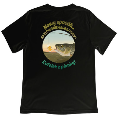 Koszulka z nadrukiem wędkarska | Śmieszna ryba i piwo