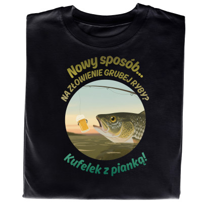 Koszulka z nadrukiem wędkarska | Śmieszna ryba i piwo