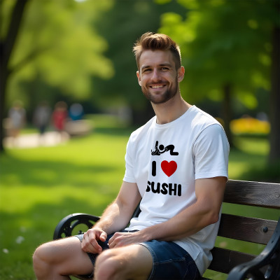 Koszulka z nadrukiem I Love Sushi | Śmieszny dwuznaczny napis