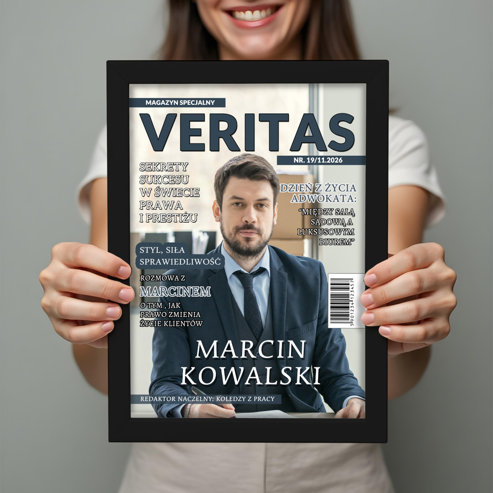 lakat „Prawo VERITAS” ze zdjęciem – Elegancki Prezent dla Prawnika lub Absolwenta