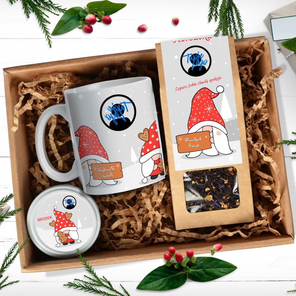 Zestaw świąteczny z logo firmy – personalizowany prezent