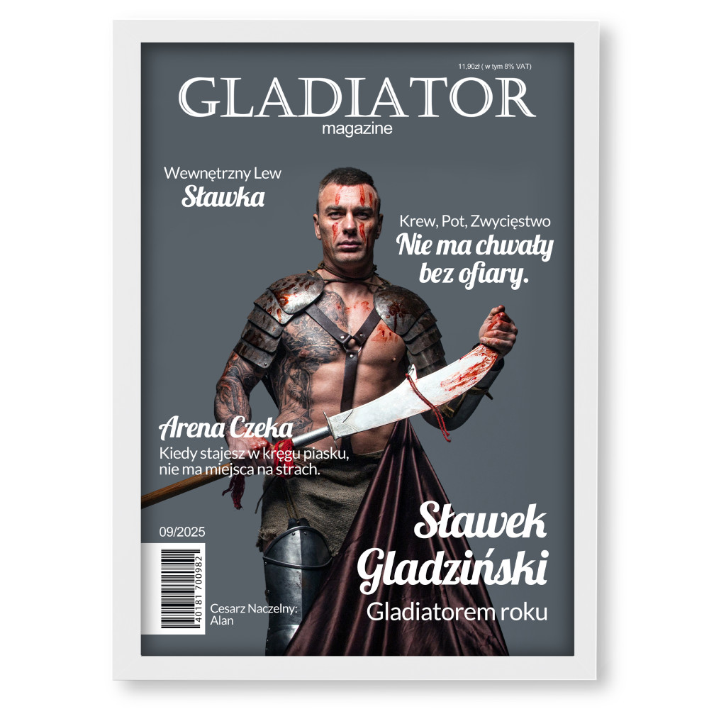 Personalizowany plakat „Gladiator” ze zdjęciem – oryginalny prezent dla mężczyzny w stylu filmowej okładki