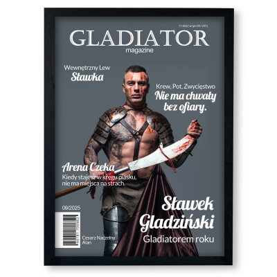 Personalizowany plakat „Gladiator” ze zdjęciem – oryginalny prezent dla mężczyzny w stylu filmowej okładki
