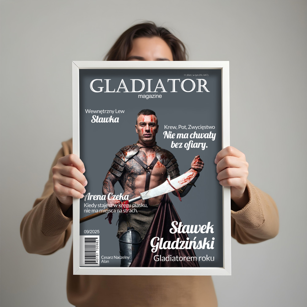 Personalizowany plakat „Gladiator” ze zdjęciem – oryginalny prezent dla mężczyzny w stylu filmowej okładki