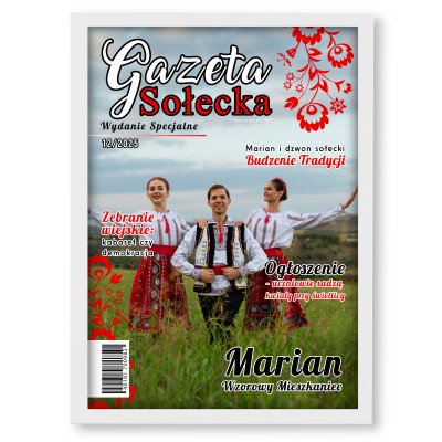 Personalizowany plakat „Gazeta Sołecka” ze zdjęciem – oryginalny prezent w wiejskim klimacie