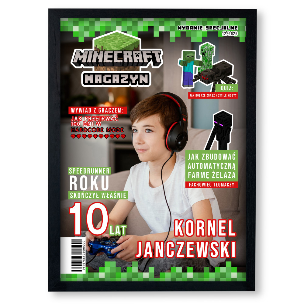 Personalizowany plakat „Minecraft” ze zdjęciem – idealny prezent dla fana gry