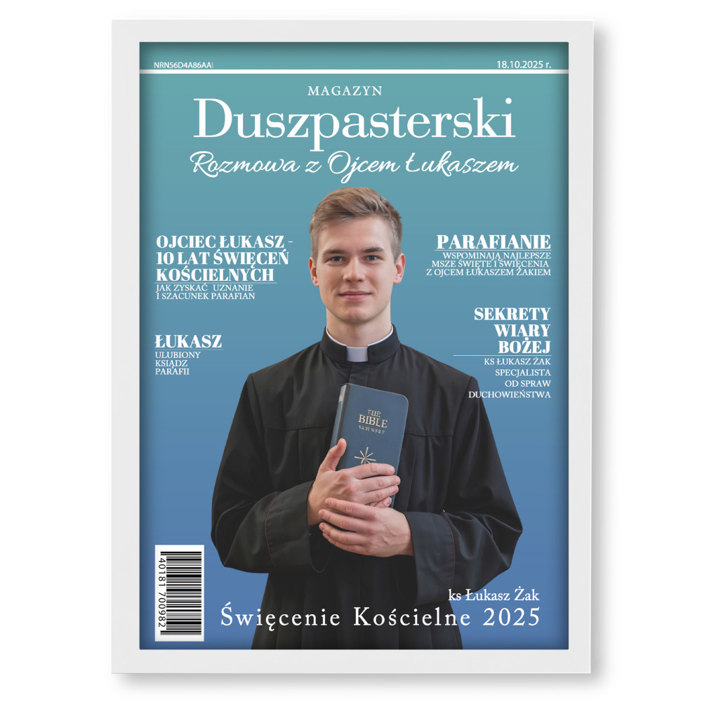 Personalizowany plakat „Magazyn Duszpasterski” ze zdjęciem – wyjątkowy prezent religijny