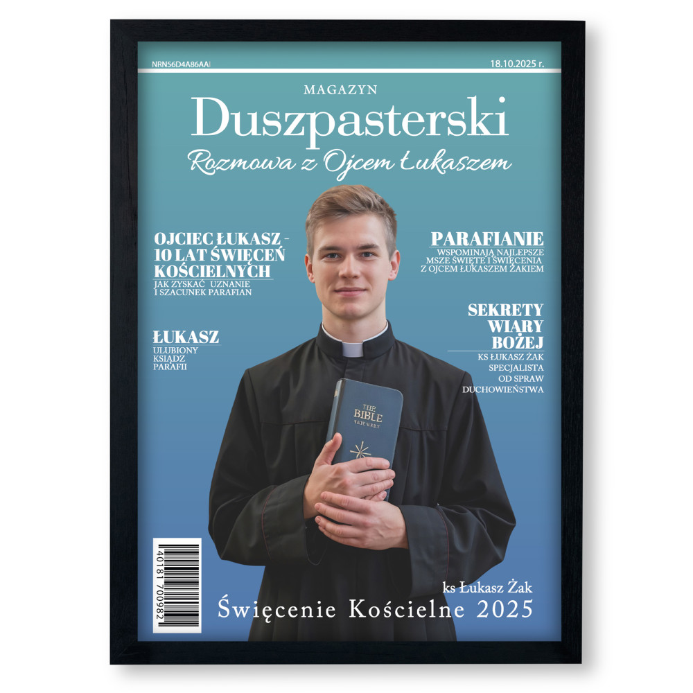 Personalizowany plakat „Magazyn Duszpasterski” ze zdjęciem – wyjątkowy prezent religijny