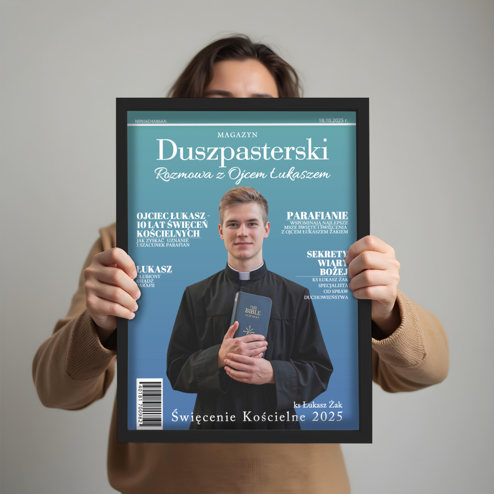 Personalizowany plakat „Magazyn Duszpasterski” ze zdjęciem – wyjątkowy prezent religijny