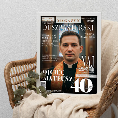 Personalizowany plakat „Magazyn Duszpasterski” ze zdjęciem – wyjątkowy prezent religijny
