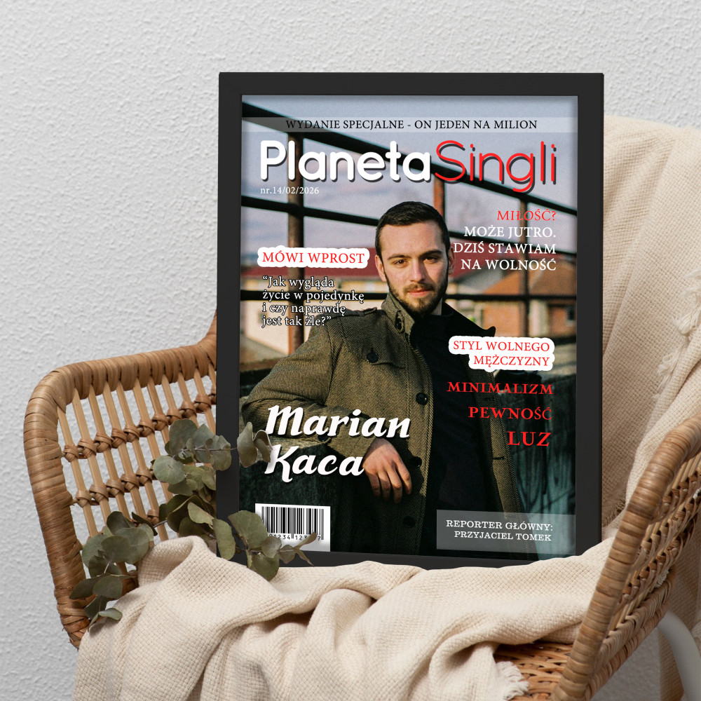 Personalizowany plakat „Planeta Singli” ze zdjęciem – wyjątkowy prezent w romantycznym stylu