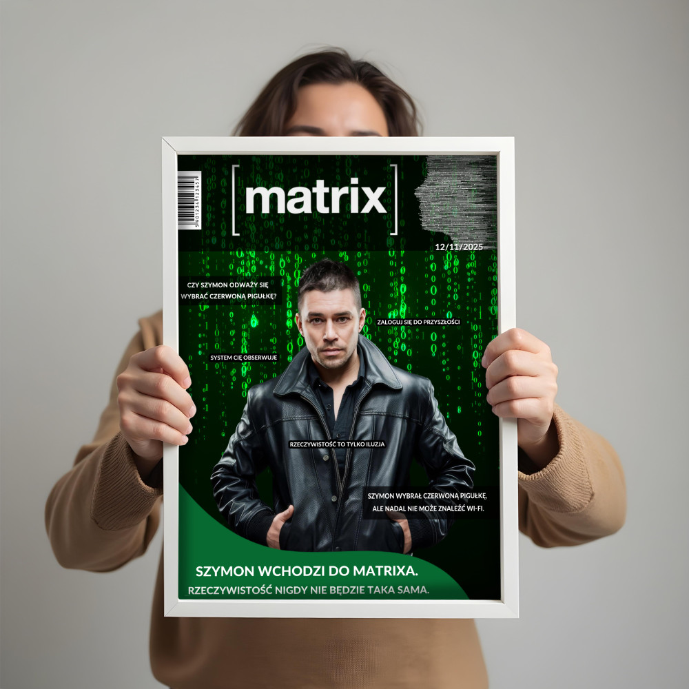 Personalizowany plakat „Matrix” ze zdjęciem – wyjątkowy prezent dla fana science fiction