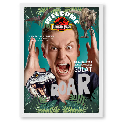 Personalizowany plakat „Jurassic Park” ze zdjęciem – wyjątkowy prezent dla fana dinozaurów i przygód