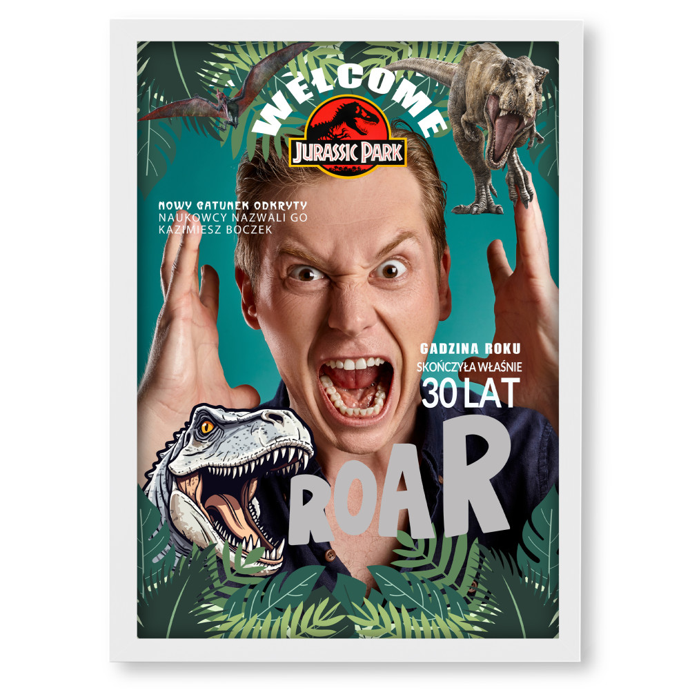 Personalizowany plakat „Jurassic Park” ze zdjęciem – wyjątkowy prezent dla fana dinozaurów i przygód