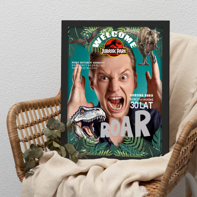 Personalizowany plakat „Jurassic Park” ze zdjęciem – wyjątkowy prezent dla fana dinozaurów i przygód