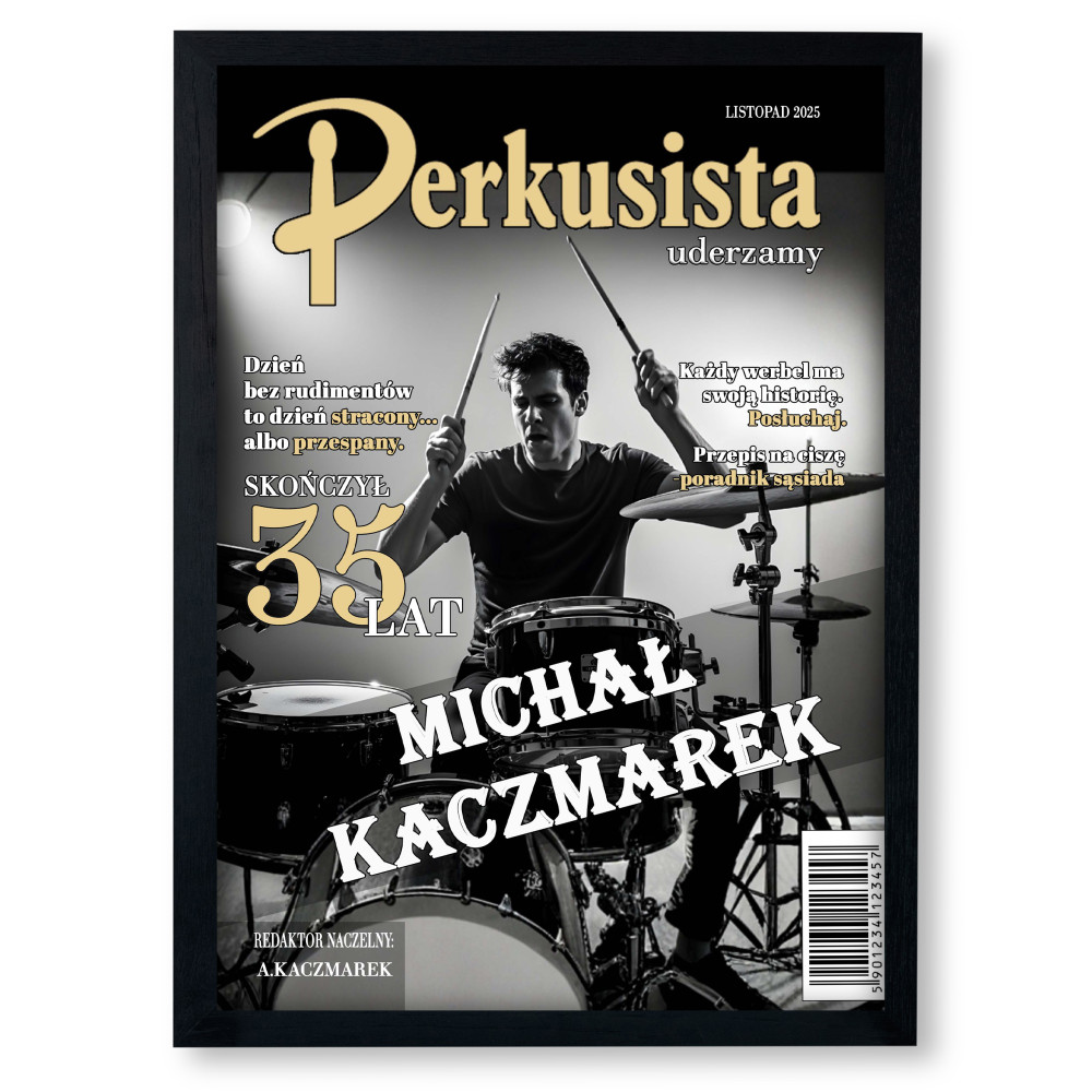Personalizowany plakat „Perkusista” ze zdjęciem – idealny prezent dla miłośnika muzyki i rytmu