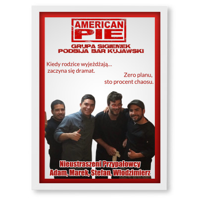 Personalizowany plakat „American Pie” ze zdjęciem – śmieszny prezent na imprezę, urodziny i wieczory kawalerskie