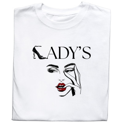 Koszulka z Nadrukiem Lady’s | Subtelna Grafika Zarysu Pani dla Stylowej Kobiety