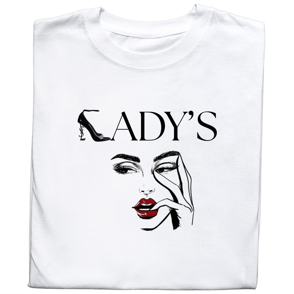 Koszulka z Nadrukiem Lady’s | Subtelna Grafika Zarysu Pani dla Stylowej Kobiety