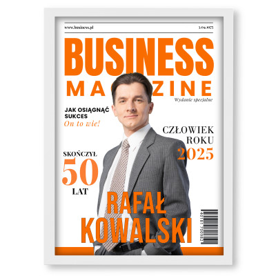 Personalizowany plakat „Business Magazine” ze zdjęciem – elegancki prezent dla szefa lub kolegi z pracy