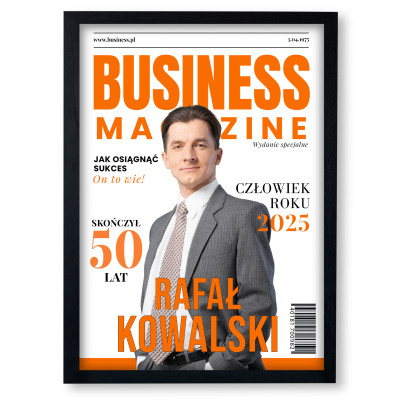 Personalizowany plakat „Business Magazine” ze zdjęciem – elegancki prezent dla szefa lub kolegi z pracy