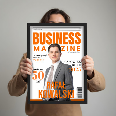 Personalizowany plakat „Business Magazine” ze zdjęciem – elegancki prezent dla szefa lub kolegi z pracy