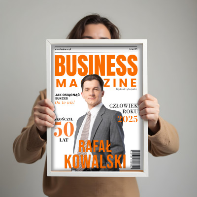 Personalizowany plakat „Business Magazine” ze zdjęciem – elegancki prezent dla szefa lub kolegi z pracy