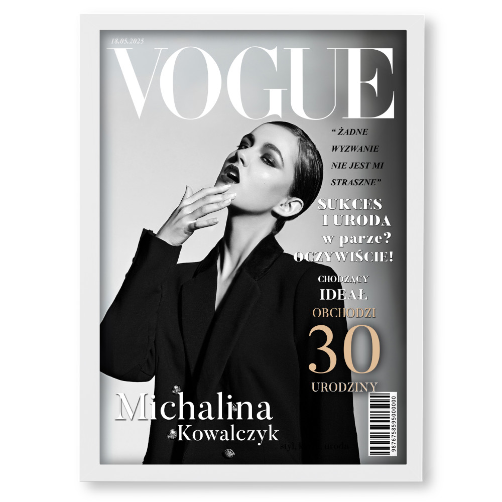 Personalizowany plakat „VOGUE” z Twoim zdjęciem – wyjątkowa okładka magazynu, wysoka jakość, format A3